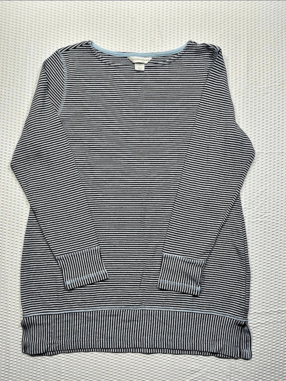 Christopher & Banks Striped Crew Neck Top in Navy Light Blue Size Medium